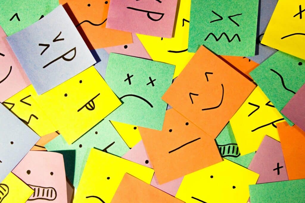 Emotions drawn on sticky pads