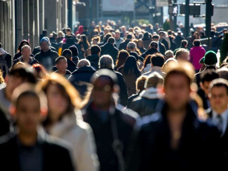 Crowd of people on a city street