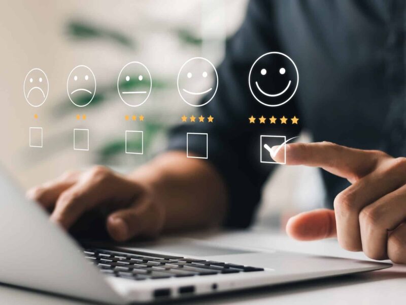 person giving positive rating to something on the computer