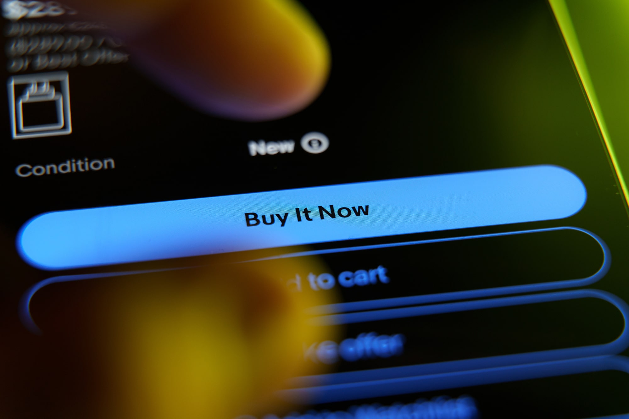 Person buying item now by clicking a CTA