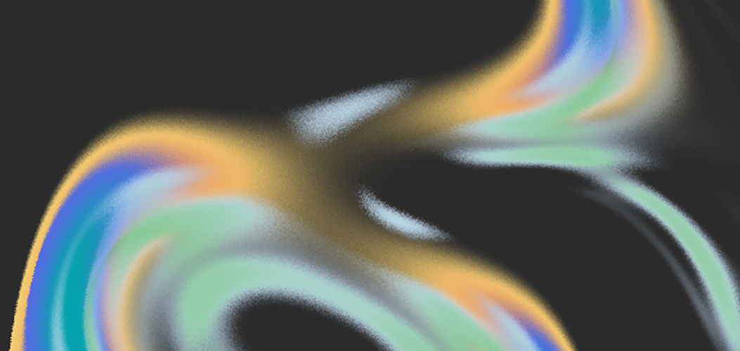 swirling abstract pattern in orange, green and blue