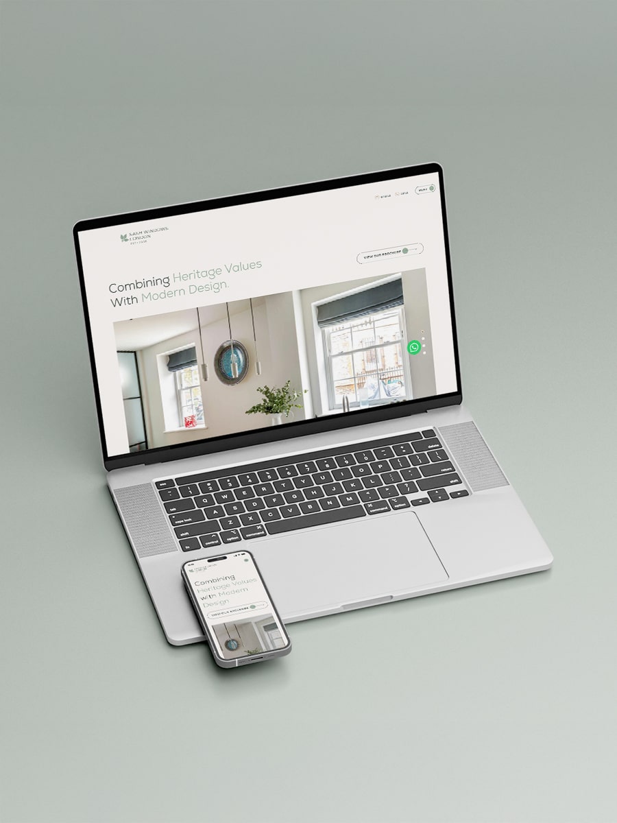 example of web design case study with a mockup of a new website for Sash Windows Ltd