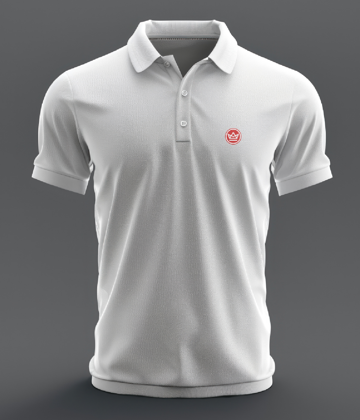 White polo shirt with the camperking logo on the front