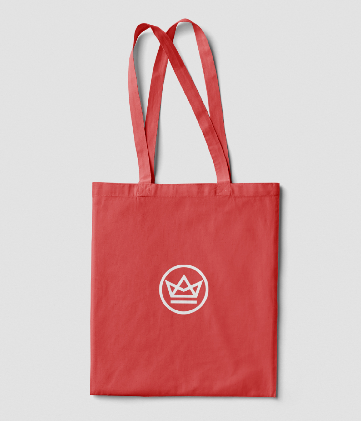 Red tote bag with the camperking logo on the front