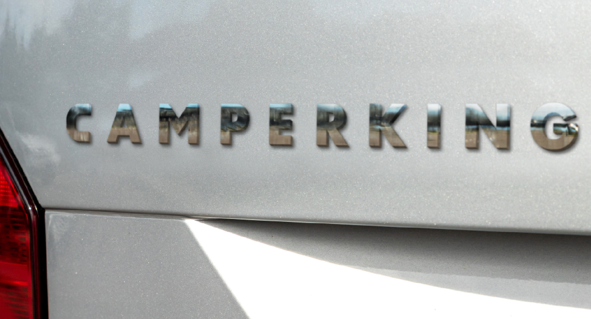 Camperking logo on the rear of a VW T6 van