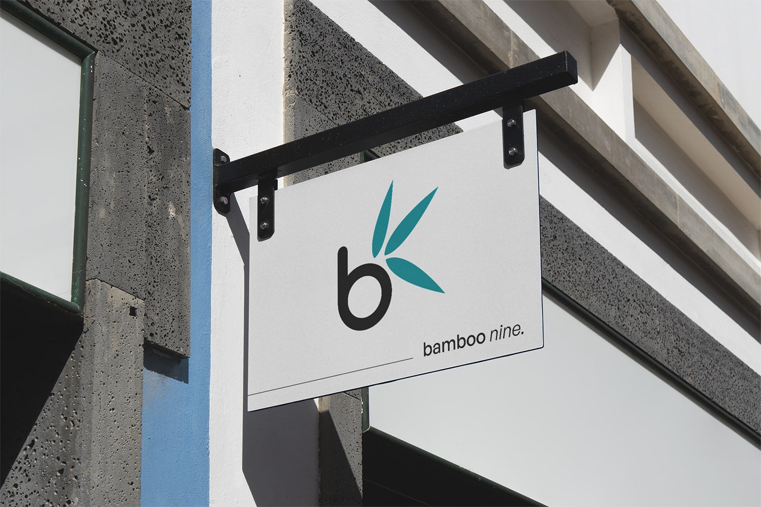 image of bamboo nine office sign with logo and name.